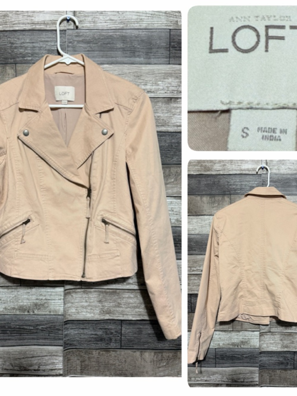 LOFT Asymmetrical Zip Moto Jacket Women’s S Cotton Blend Pink Ish